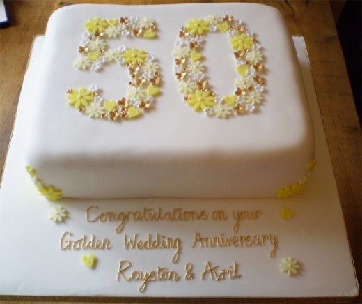 Golden anniversary cake