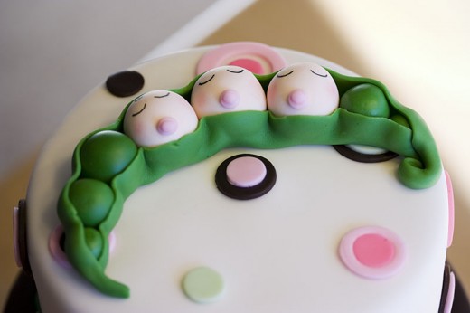 Triple baby shower cake