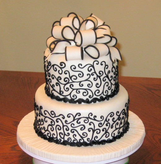 White black bridal cake