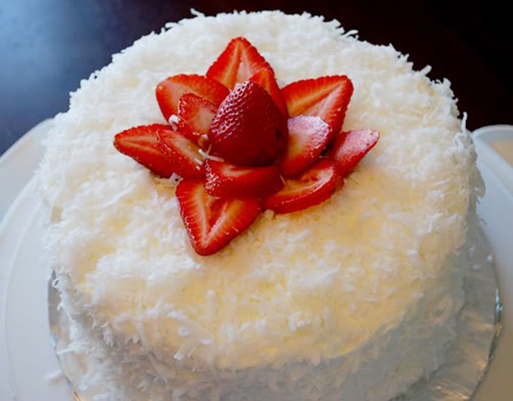 British Strawberry Coconut Cake