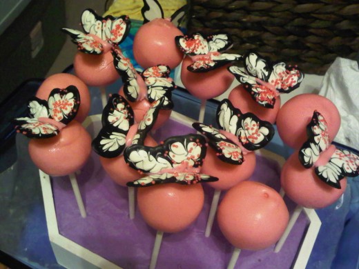 Pink cake pops with butterflies