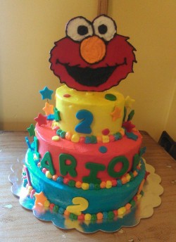 3 tier birthday cake with Elmo