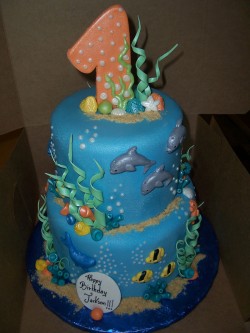 1st birthday sea themed cake