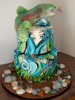 Amazing fondant fishing cake