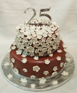 Anniversary cake with small flowers