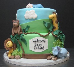 Baby shower cake with animals