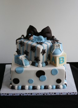 Baby shower cake with colored dots