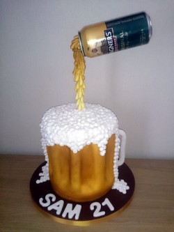 Beer birthday fondant cake