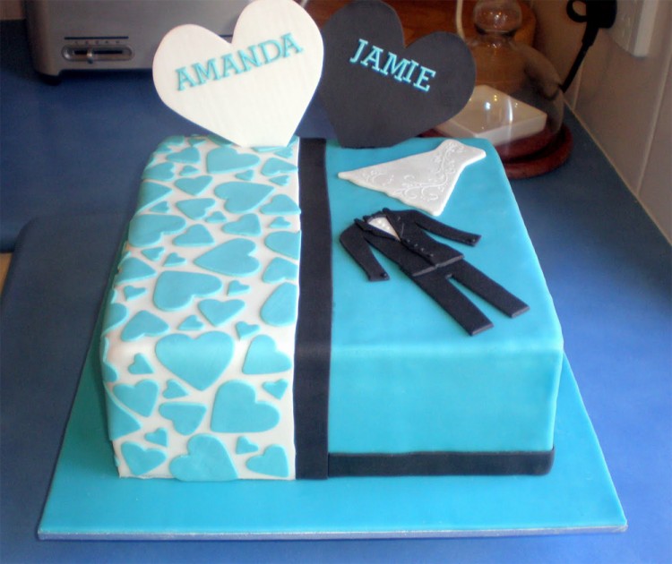 Blue engagement cake