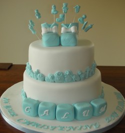 Christening cake with booties