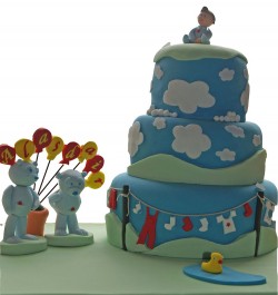 Christening cake with clouds