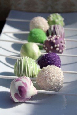 Colored wedding cake pops