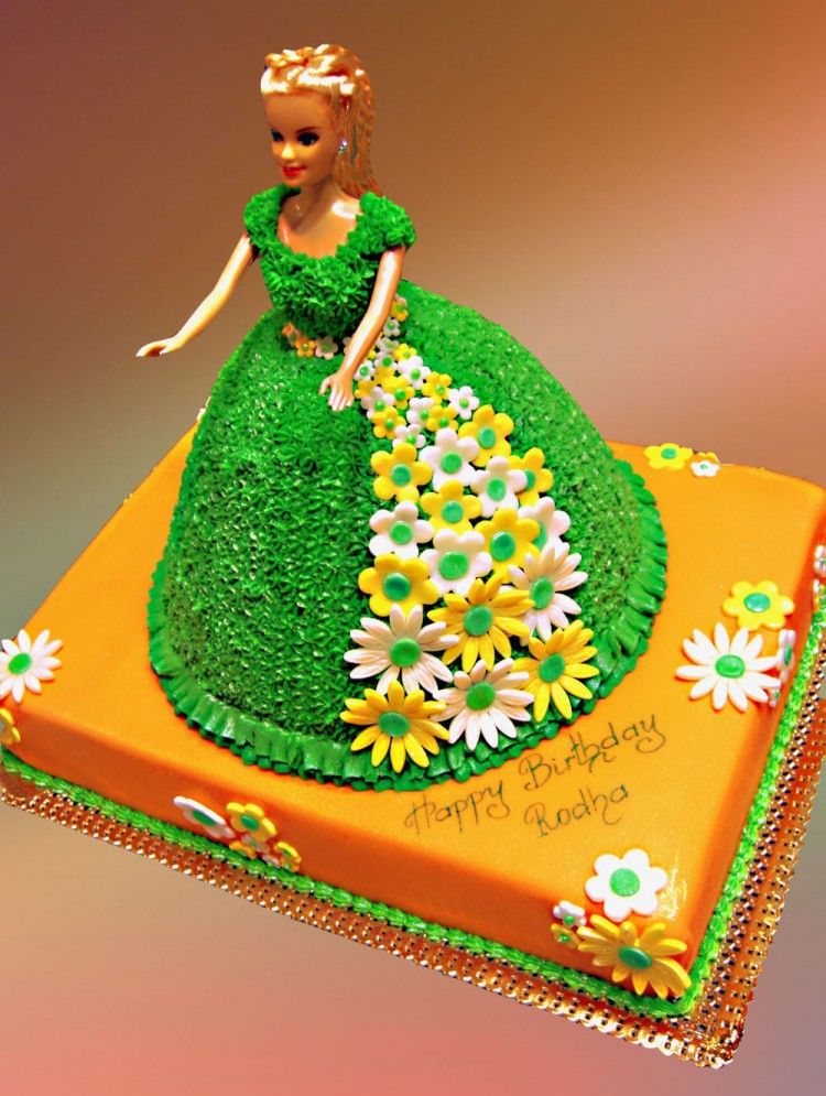 Green Barbie cake