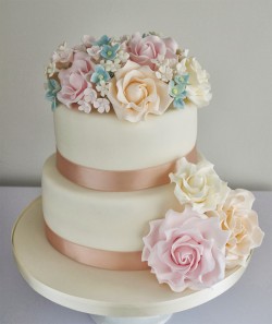 Wedding cake with pretty flowers