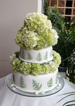 Wedding cake with green fern