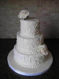 White flower wedding cake