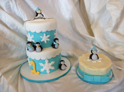 Birthday cake with penguins