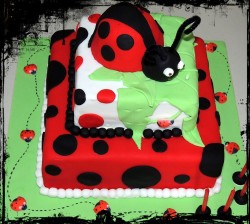 Fondant cake with ladybug