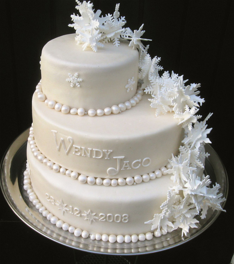 Wedding cake with snowflakes