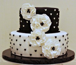 White and black fondant cake