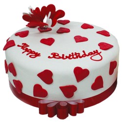 Birthday cake with hearts