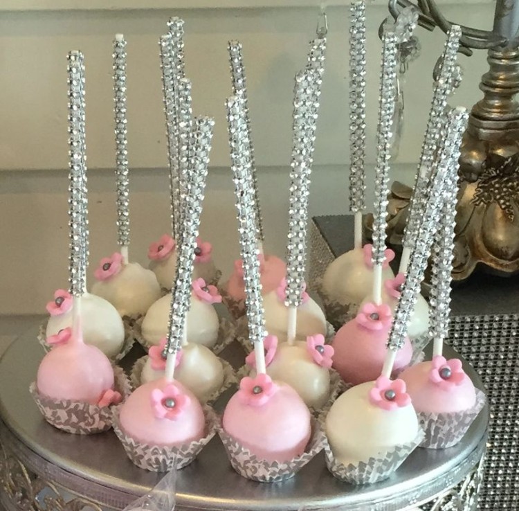 Pink Christening cake pops