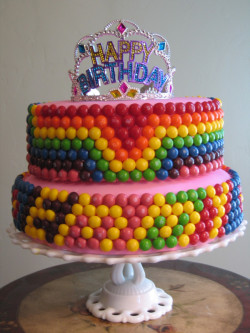 2 tiers Skittles cake