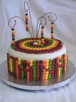 Skittles candies cake