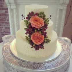 Wedding Cake with grapes and roses