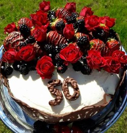 Birthday Cake with Strawberries