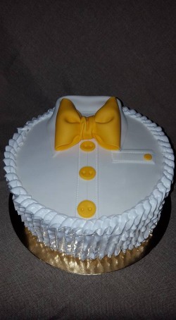 Birthday Cake with Yellow Bow Tie