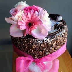 Chocolate Cake with Fresh Flowers