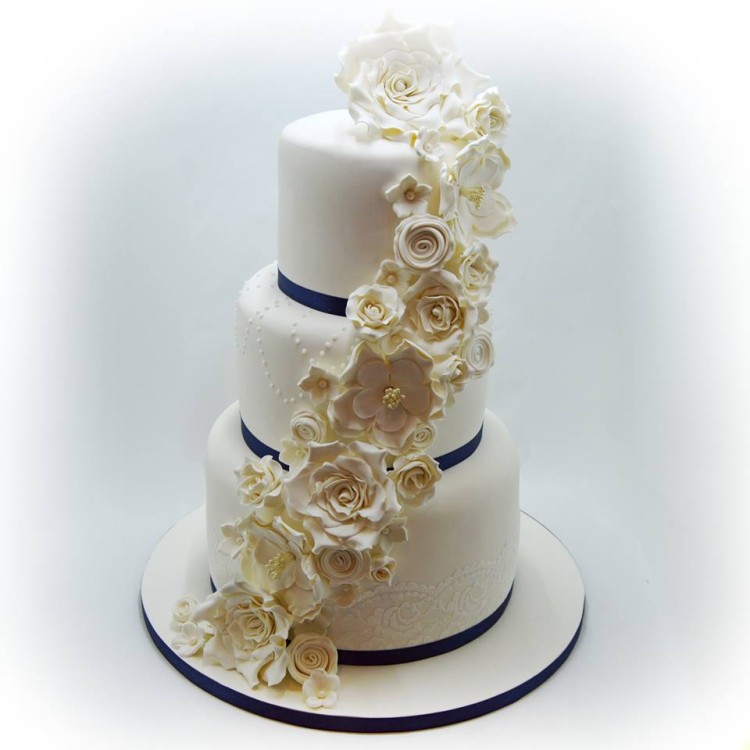 Wedding Cake with White Roses