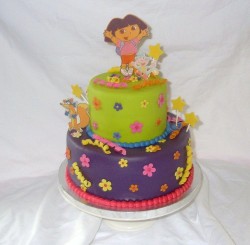 2 Tiers Birthday Dora Cake